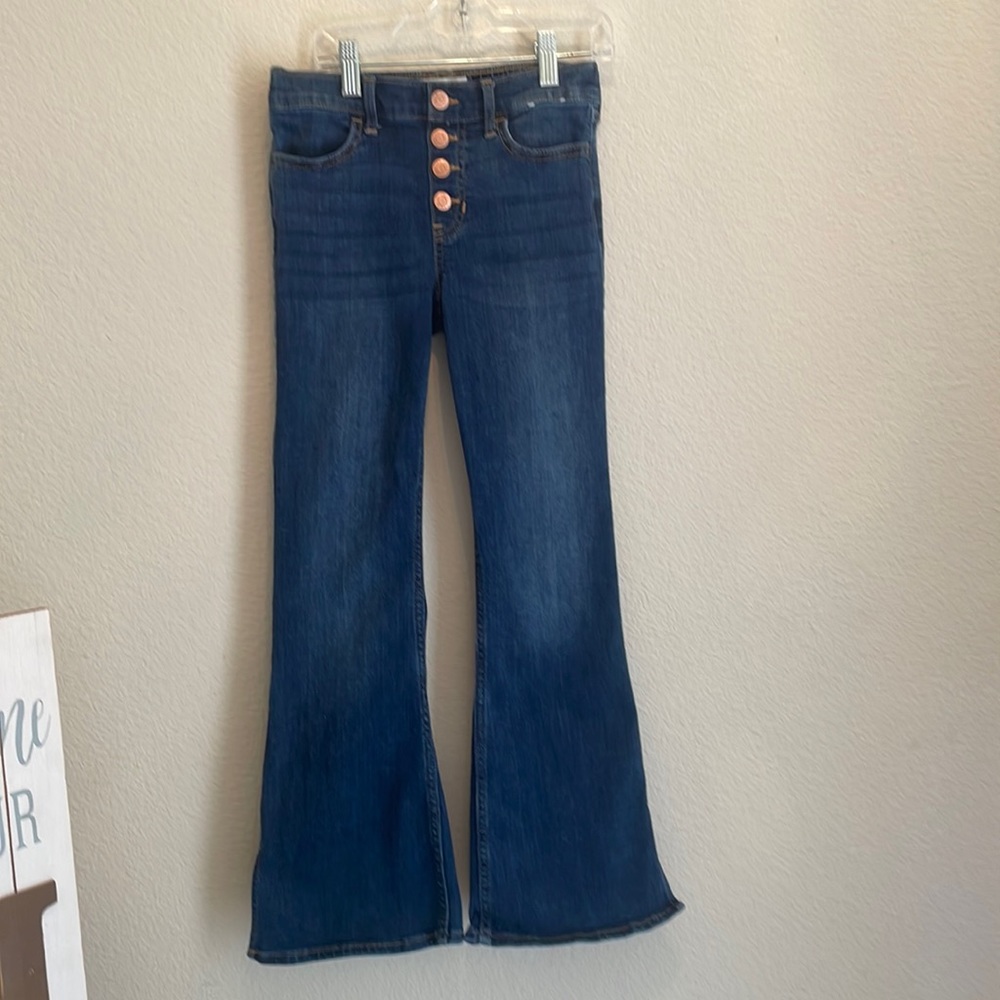 Abercrombie Kids Girls High Rise Flare 9/10 Regular Dark Wash Jeans